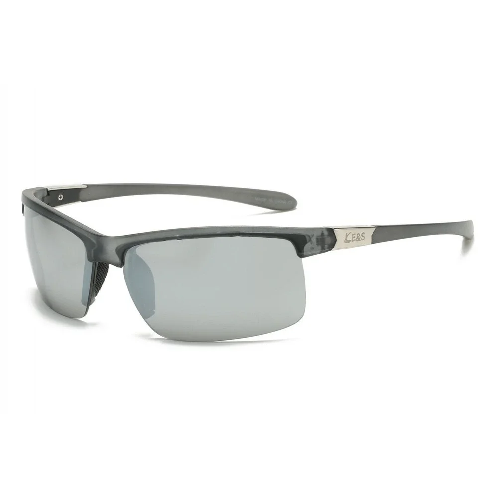 Gray Silver‎ Mirrored Lens Sunglasses Men's Sport Active Outdoors Lentes Gafas